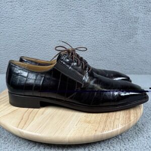 Mezlan Platinum Dress Shoes Mens 13 M Brown Caspeo Oxford Square Toe Eel Skin